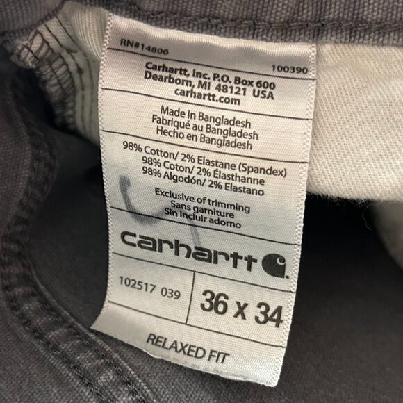 Carhartt‎ Pants Work Wear Men's 36x32 Gray Faded Relaxed 102517 039 Straight - Picture 6 of 7